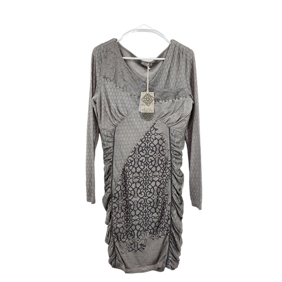 Angels Never Die Women's Cotton Blend Ruched Bodycon Artsy Dress - Picture 1 of 9